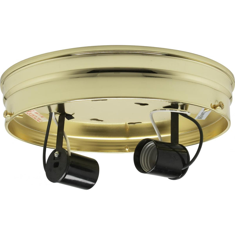 Satco 90-876 Two Light Ceiling Pan, Brass