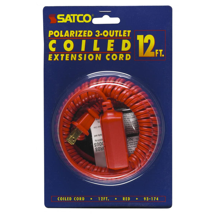Satco 93-174 Extension Cord, Red