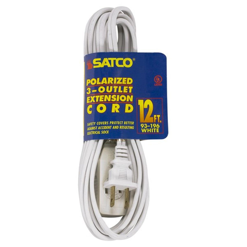 Satco 93-196 Extension Cord, White