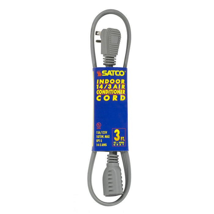 Satco 93-5000 3 Foot Gray Heavy Duty Air Conditioner/Appliance Cord, Gray