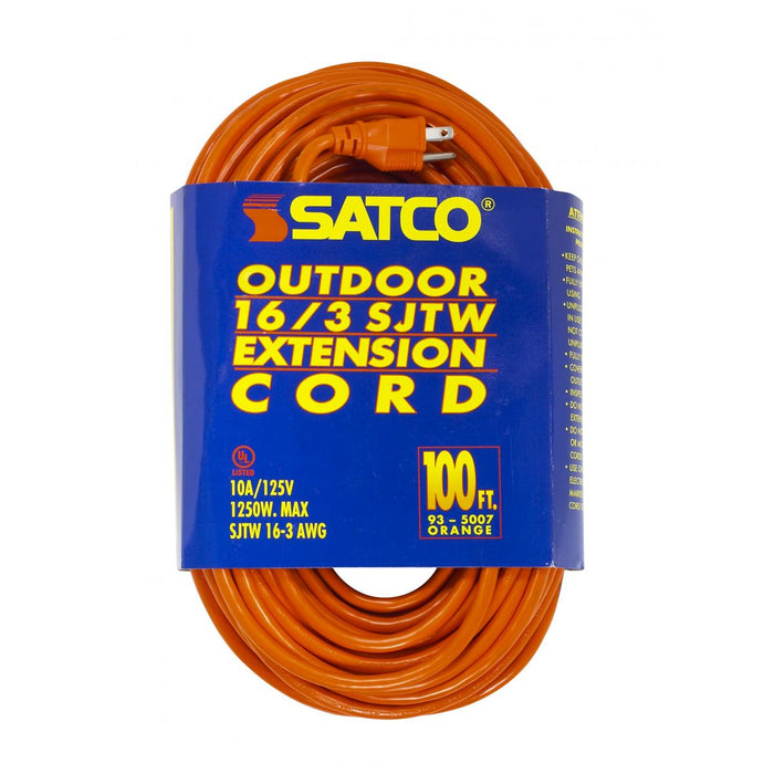 Satco 93-5007 100'Heavy Duty Outdoor Extension Cord, Orange