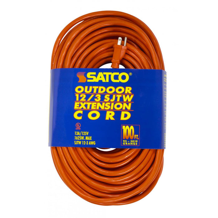 Satco 93-5019 100'Heavy Duty Outdoor Extension Cord, Orange