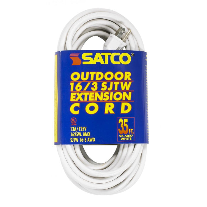 Satco 93-5027 Extension Cord, White