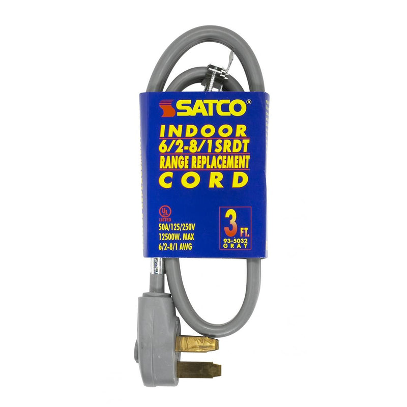 Satco 93-5032 3 Foot, 3 Wire Heavy Duty Replacement Range Cord