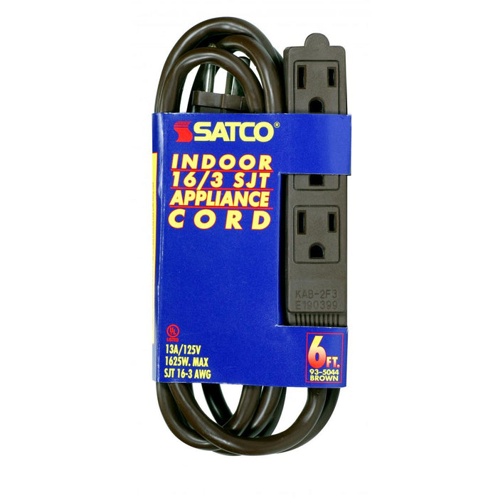Satco 93-5044 Extension Cord, Brown