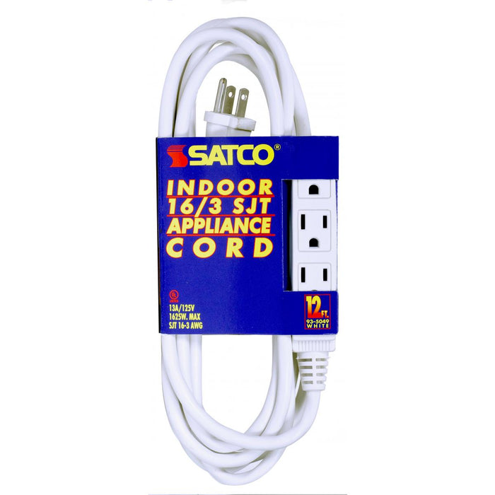 Satco 93-5049 Extension Cord, White