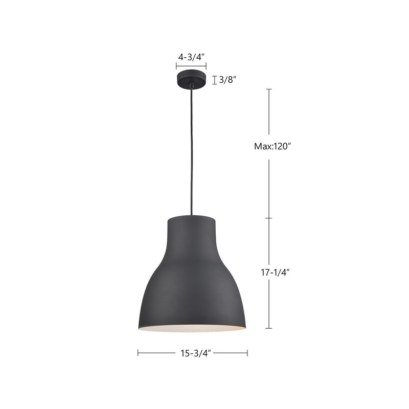 Kuzco Lighting 494216-BK One Light Pendant, Black
