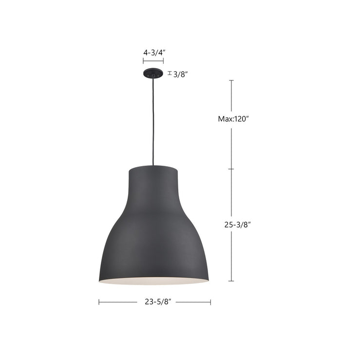 Kuzco Lighting 494224-BK One Light Pendant, Black