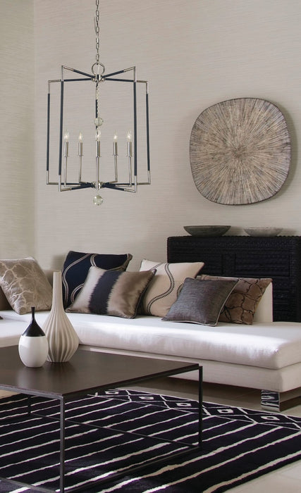Framburg 5042 PN/MBLACK Five Light Chandelier, Polished Nickel w/Matte Black