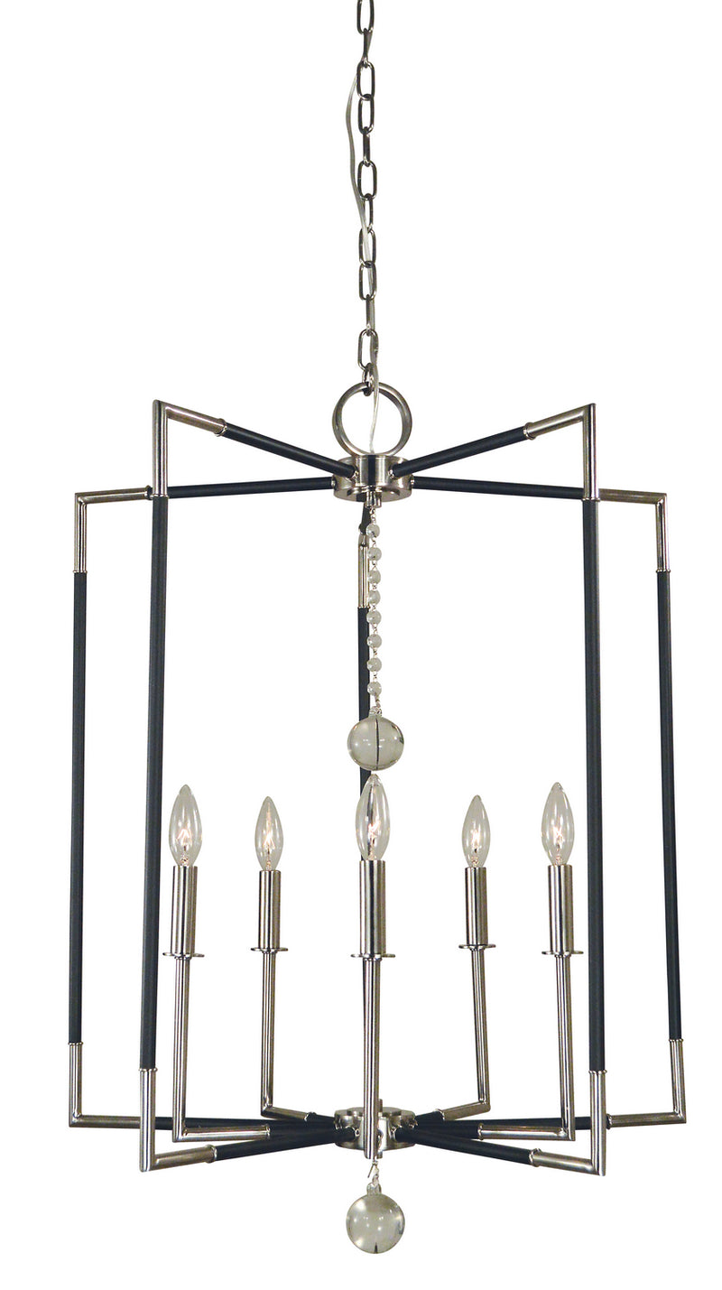 Framburg 5042 PN/MBLACK Five Light Chandelier, Polished Nickel w/Matte Black