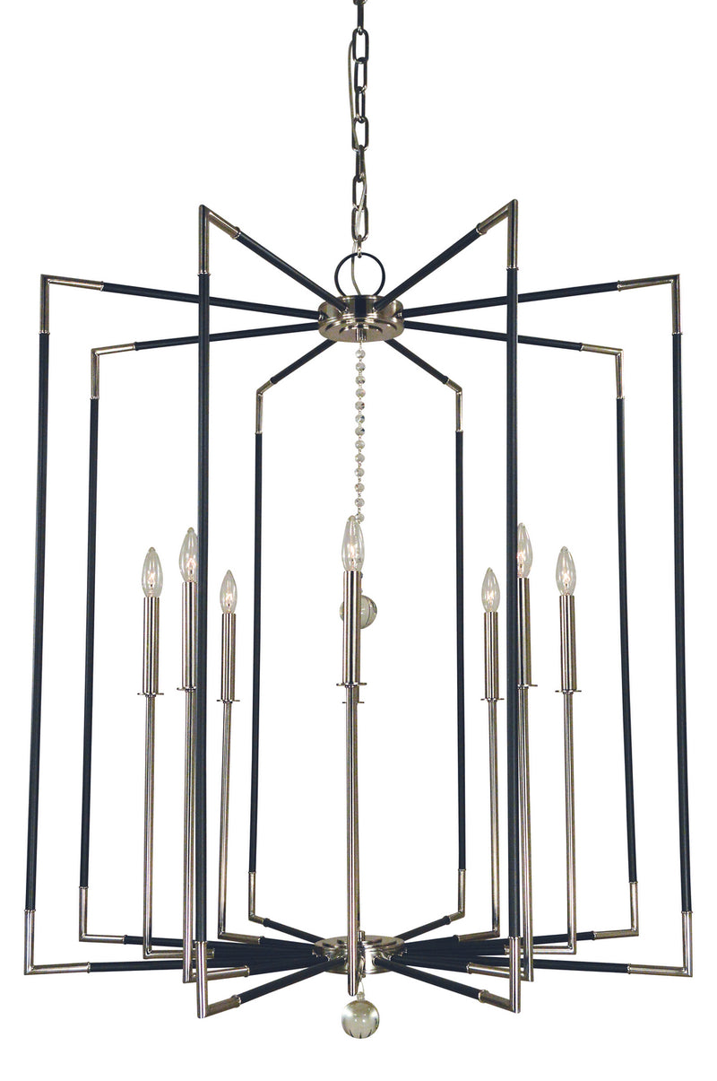 Framburg 5048 PN/MBLACK Eight Light Foyer Chandelier, Polished Nickel w/Matte Black