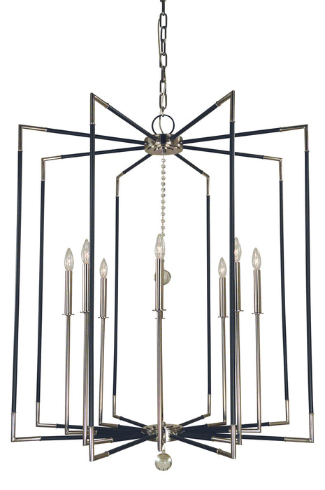 Framburg 5048 PN/MBLACK Eight Light Foyer Chandelier, Polished Nickel w/Matte Black