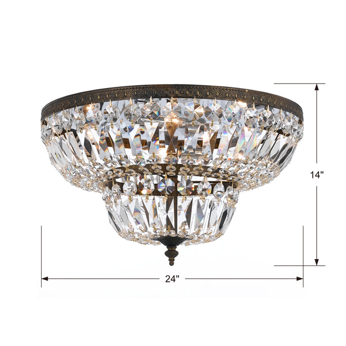 Crystorama 724-EB-CL-MWP Six Light Flush Mount, English Bronze