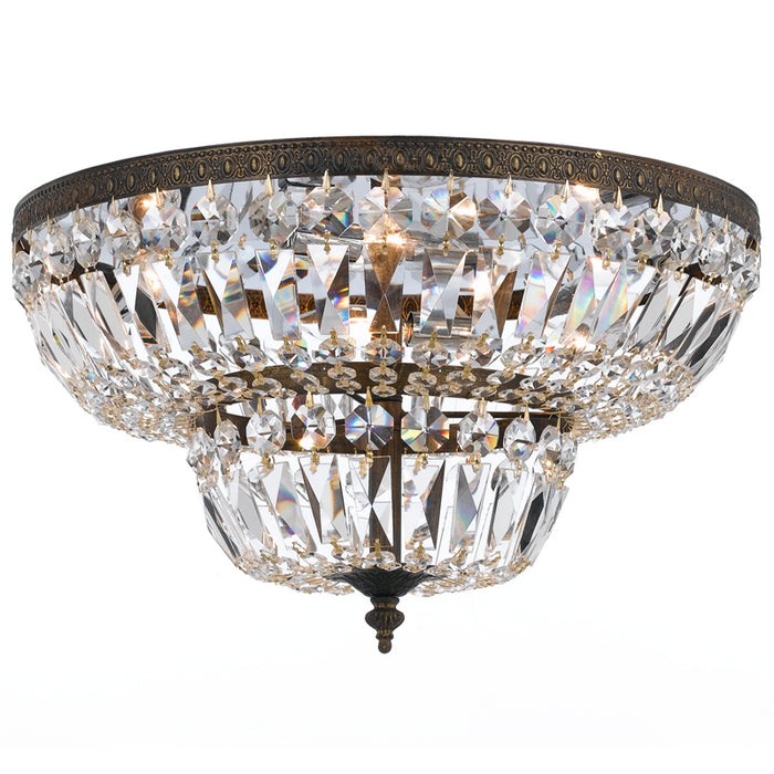 Crystorama 724-EB-CL-MWP Six Light Flush Mount, English Bronze