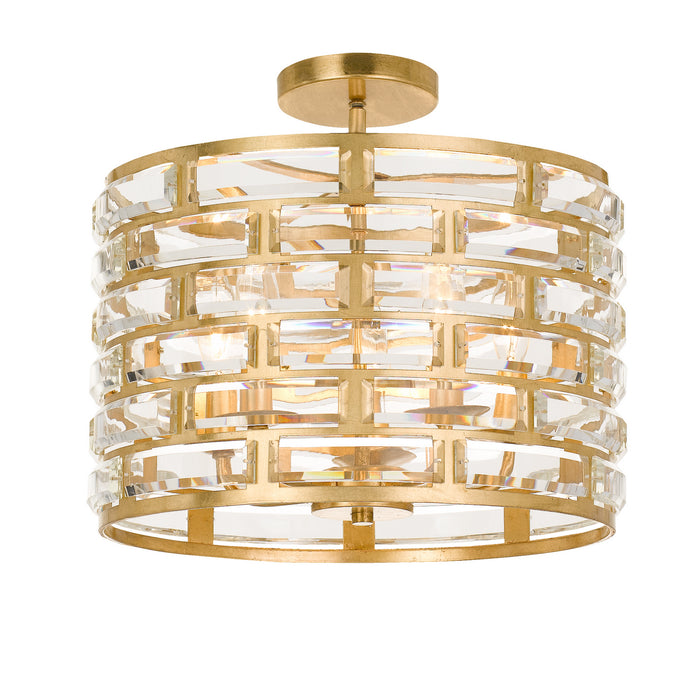 Crystorama MER-4865-GA_CEILING Five Light Semi Flush Mount, Antique Gold