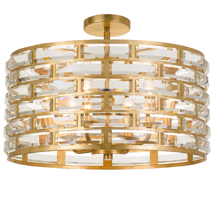 Crystorama MER-4866-GA_CEILING Six Light Semi Flush Mount, Antique Gold