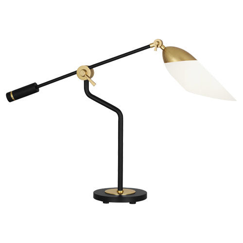 Robert Abbey 1210 One Light Table Lamp, Matte Black Painted w/ Modern Brass