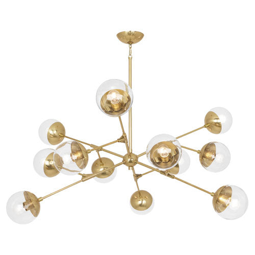 Robert Abbey 1215 12 Light Chandelier, Modern Brass