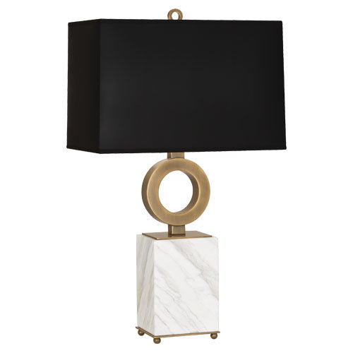 Robert Abbey 405B One Light Table Lamp, Warm Brass w/ White Marble