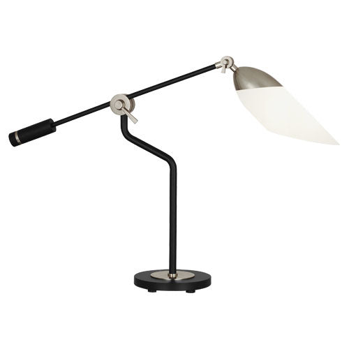 Robert Abbey S1210 One Light Table Lamp, Matte Black Painted w/ Polished Nickel