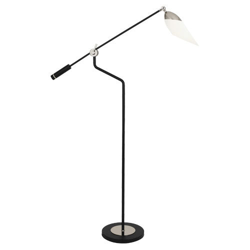 Robert Abbey S1211 One Light Floor Lamp, Matte Black Painted w/ Polished Nickel