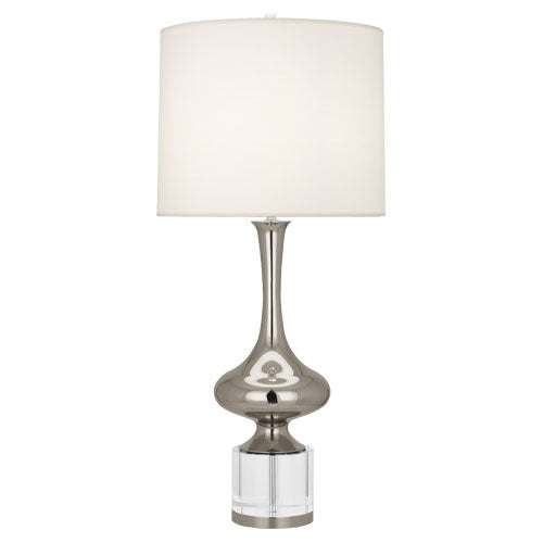 Robert Abbey S209 One Light Table Lamp, Polished Nickel w/ Clear Crystal