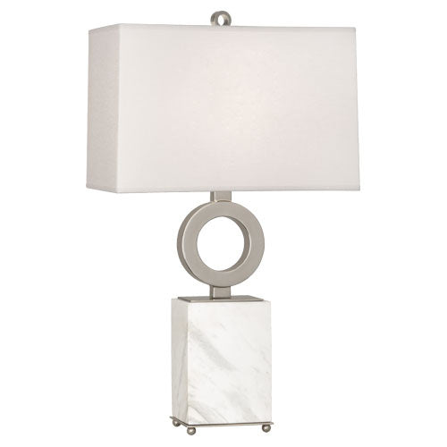 Robert Abbey S405 One Light Table Lamp, Antique Silver w/ White Marble