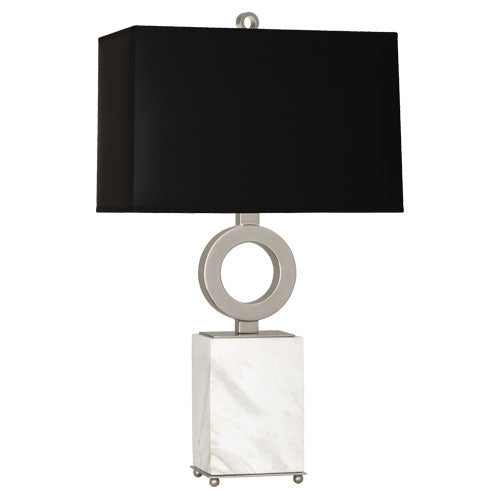 Robert Abbey S405B One Light Table Lamp, Antique Silver w/ White Marble