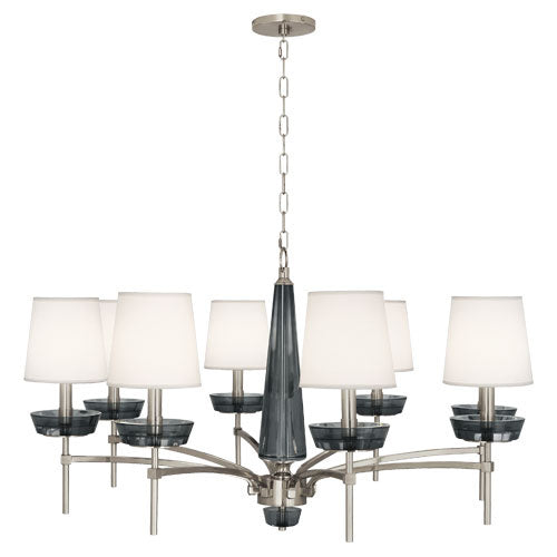 Robert Abbey S625 Eight Light Chandelier, Polished Nickel w/ Smoke Gray Crystal