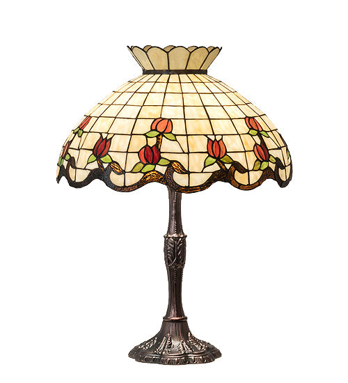 Meyda Tiffany 104175 Three Light Table Lamp, Mahogany Bronze
