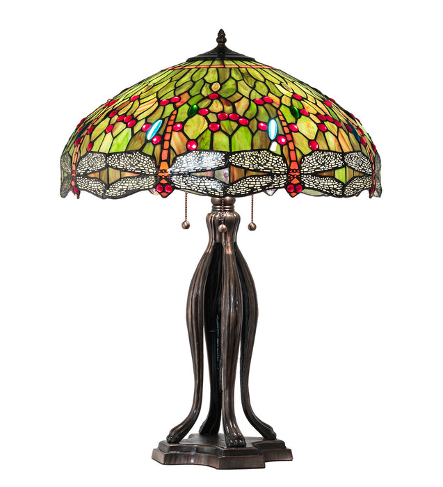 Meyda Tiffany 109607 Three Light Table Lamp, Mahogany Bronze