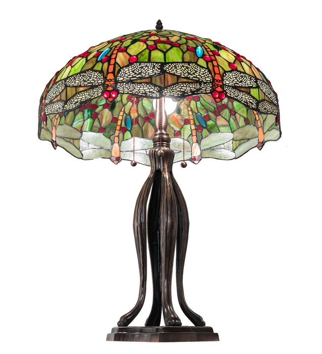 Meyda Tiffany 109607 Three Light Table Lamp, Mahogany Bronze