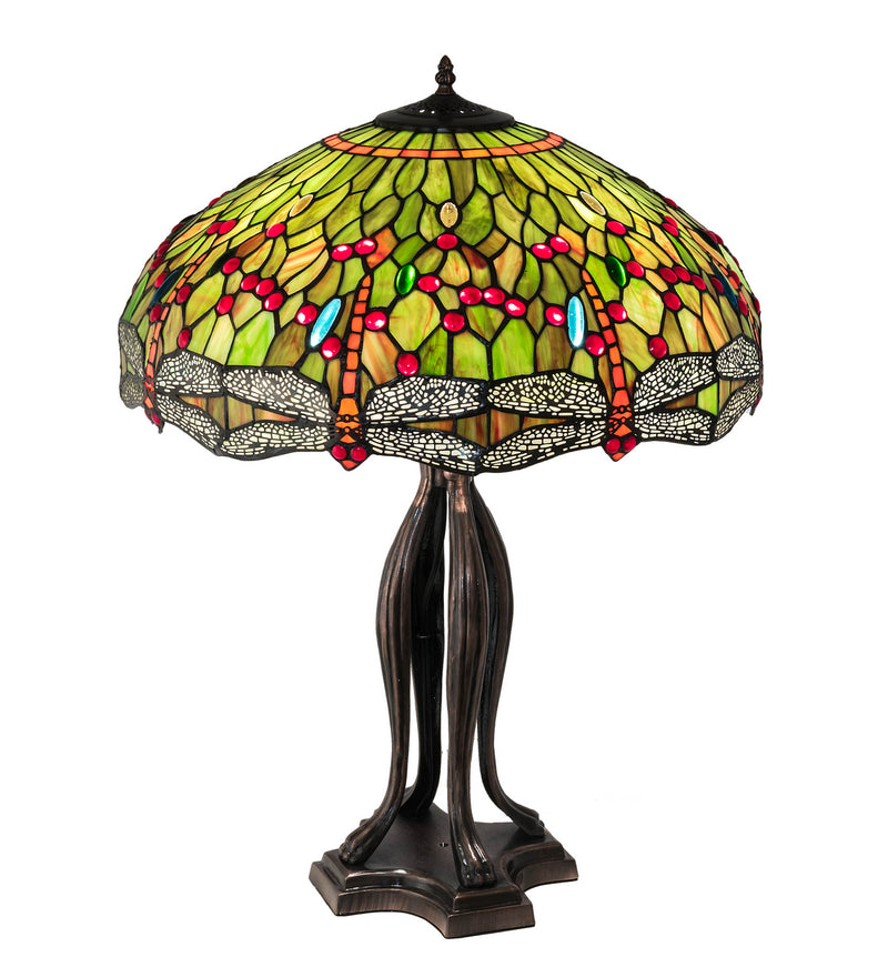 Meyda Tiffany 109607 Three Light Table Lamp, Mahogany Bronze