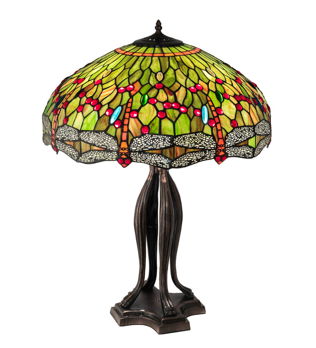 Meyda Tiffany 109607 Three Light Table Lamp, Mahogany Bronze