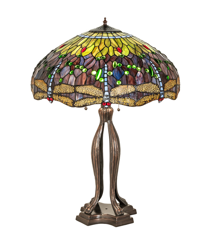 Meyda Tiffany 109609 Three Light Table Lamp, Mahogany Bronze