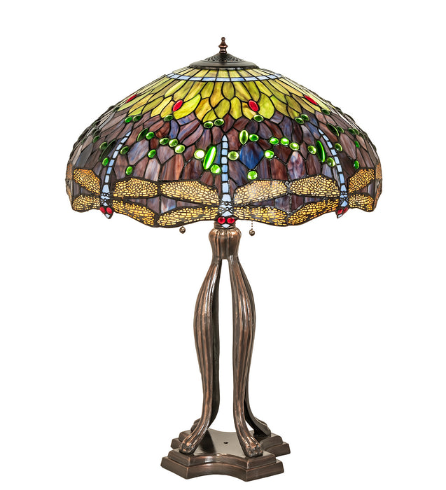 Meyda Tiffany 109609 Three Light Table Lamp, Mahogany Bronze
