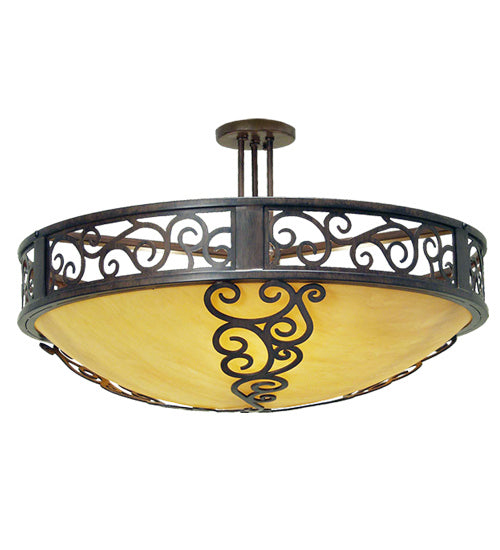 Meyda Tiffany 115156 Three Light Semi-Flushmount, Rustic Iron
