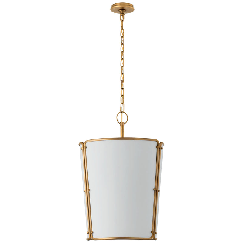 Visual Comfort Signature S 5647HAB-WHT Three Light Pendant, Hand-Rubbed Antique Brass