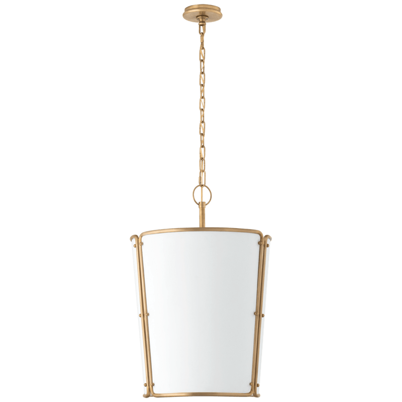 Visual Comfort Signature S 5647HAB-WHT Three Light Pendant, Hand-Rubbed Antique Brass