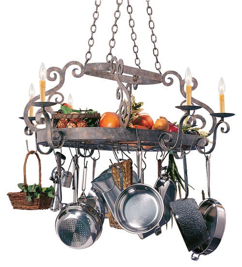 Meyda Tiffany 116372 Six Light Pot Rack, Ash