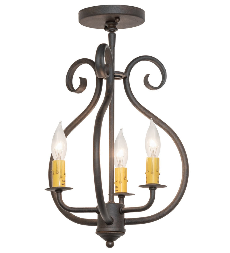 Meyda Tiffany 116381 Three Light Flushmount, Chestnut