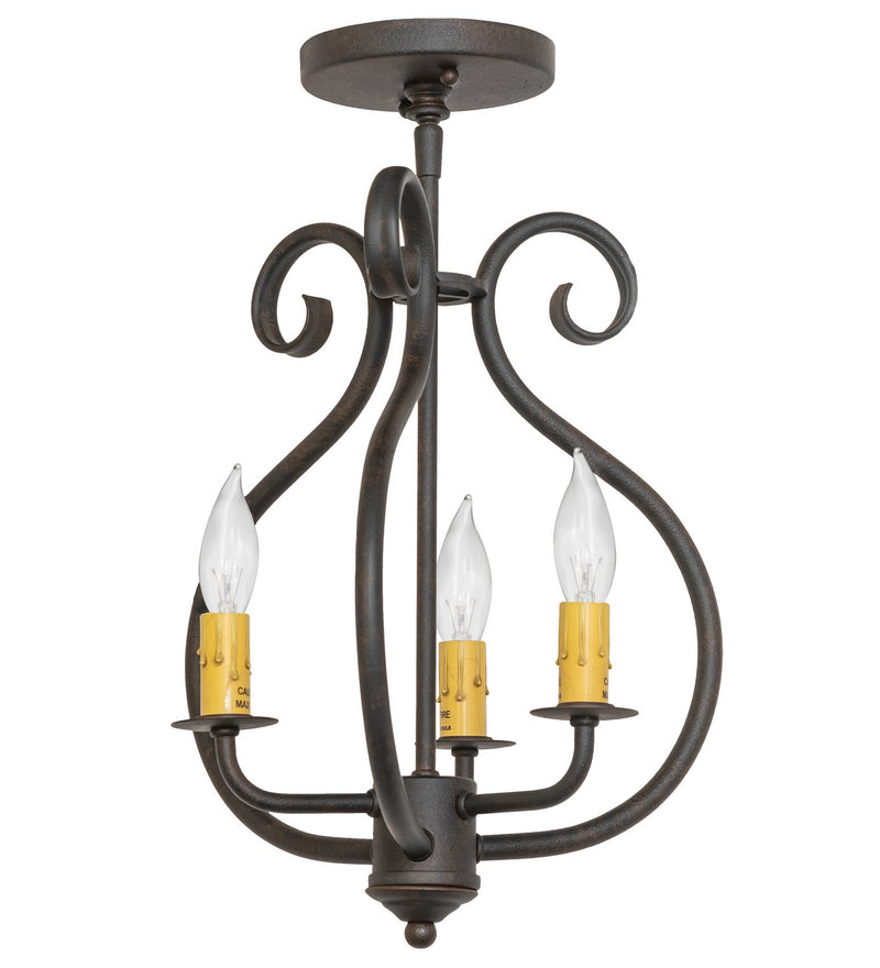 Meyda Tiffany 116381 Three Light Flushmount, Chestnut