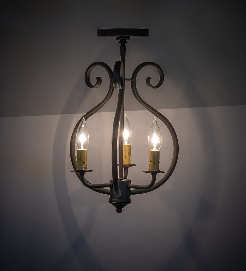 Meyda Tiffany 116381 Three Light Flushmount, Chestnut