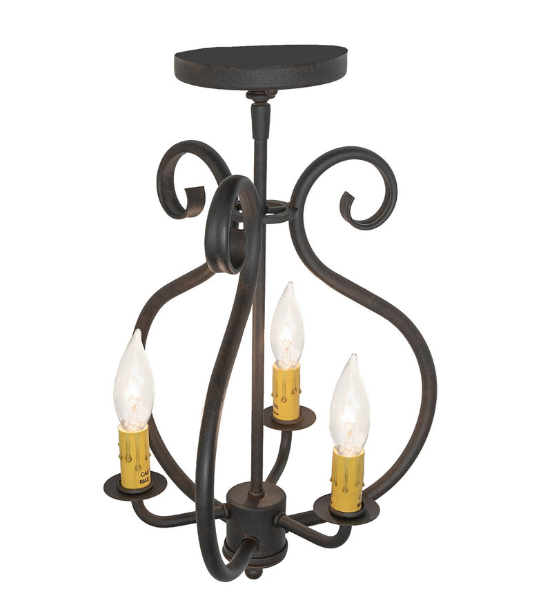Meyda Tiffany 116381 Three Light Flushmount, Chestnut