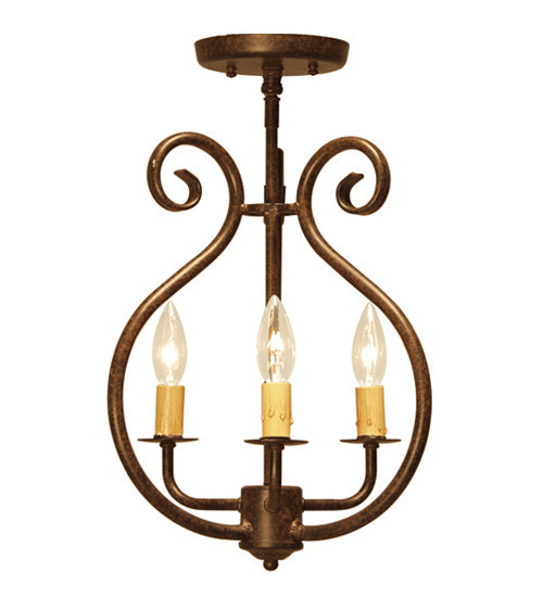 Meyda Tiffany 116381 Three Light Flushmount, Chestnut