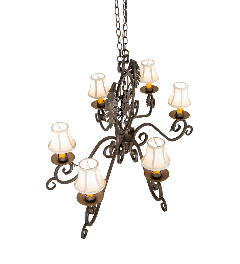 Meyda Tiffany 117410 Six Light Chandelier, Gilded Tobacco
