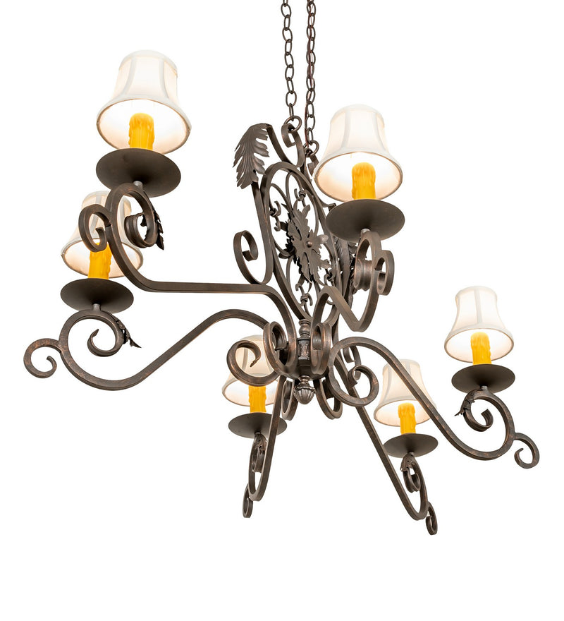 Meyda Tiffany 117410 Six Light Chandelier, Gilded Tobacco