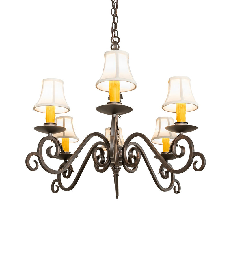 Meyda Tiffany 117410 Six Light Chandelier, Gilded Tobacco
