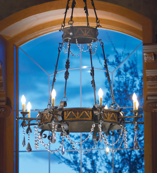 Meyda Tiffany 117514 Eight Light Chandelier, Gilded Tobacco W/ Gold Accents