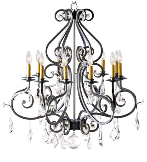 Meyda Tiffany 117525 12 Light Chandelier, Blackened Pewter